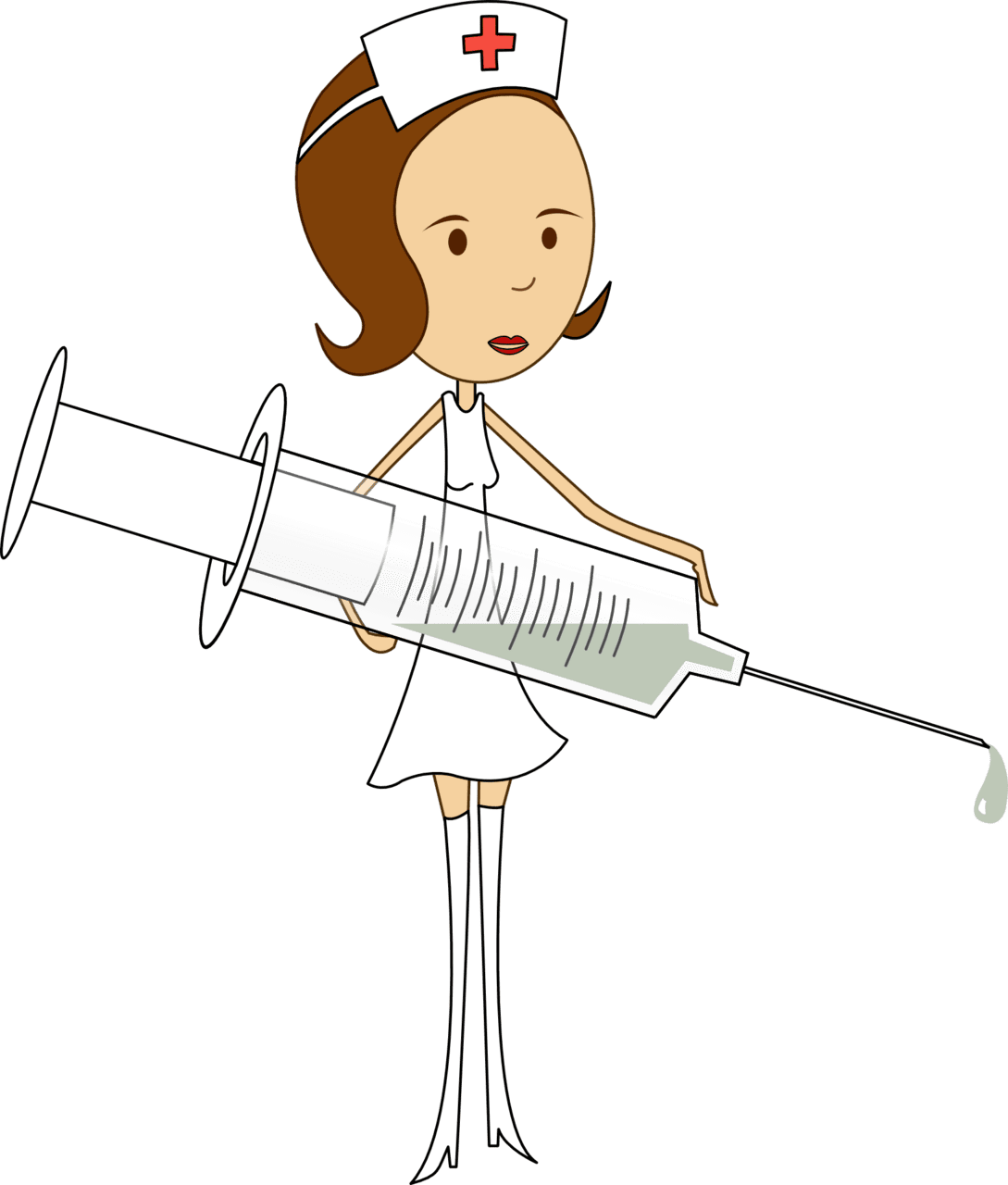 Clipart of nurse with large syringe image