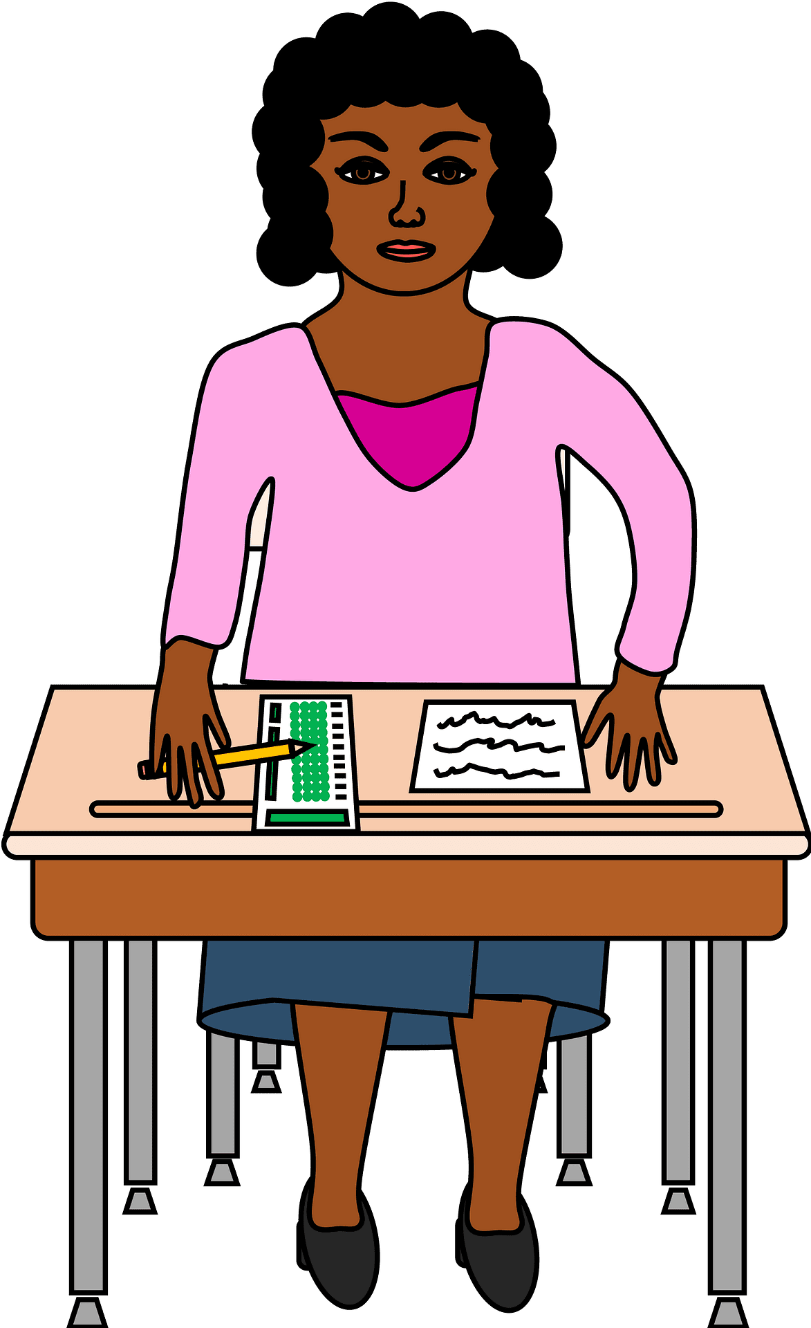 Girl taking standardized test vector clipart images