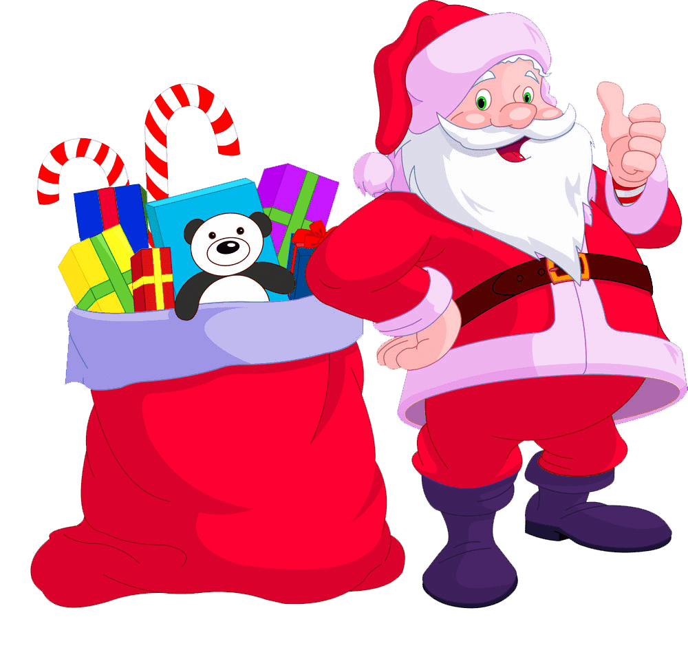 Santa claus hat hold sack full of ts vector image clipart