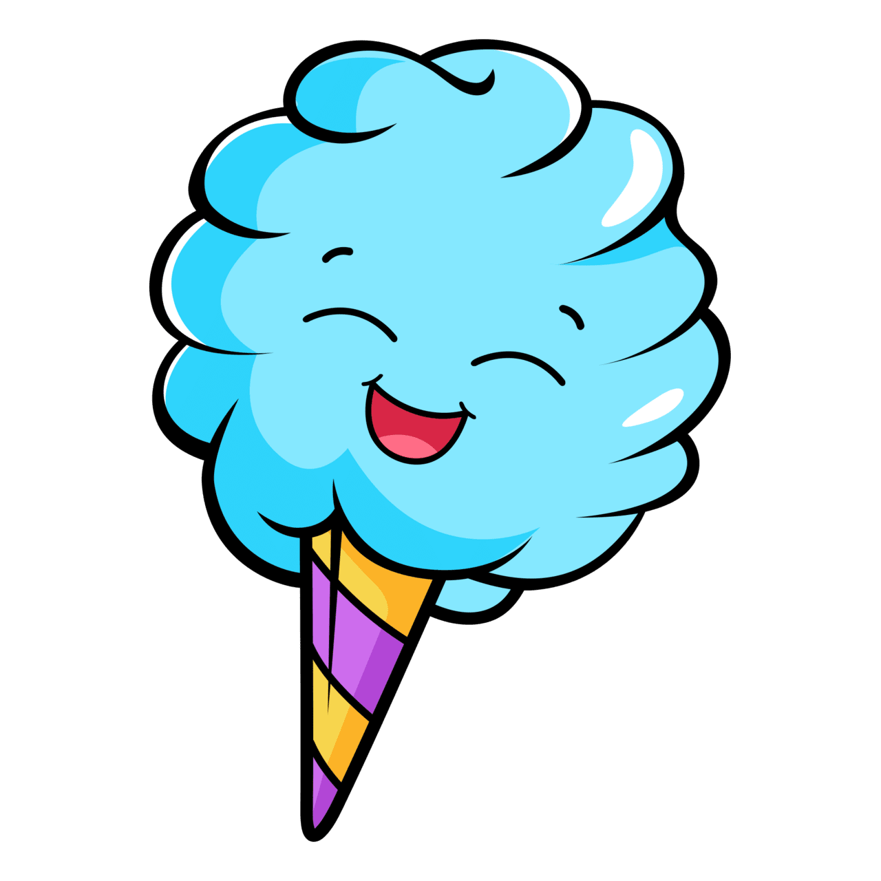 Blue cotton candy cartoon vector clipart