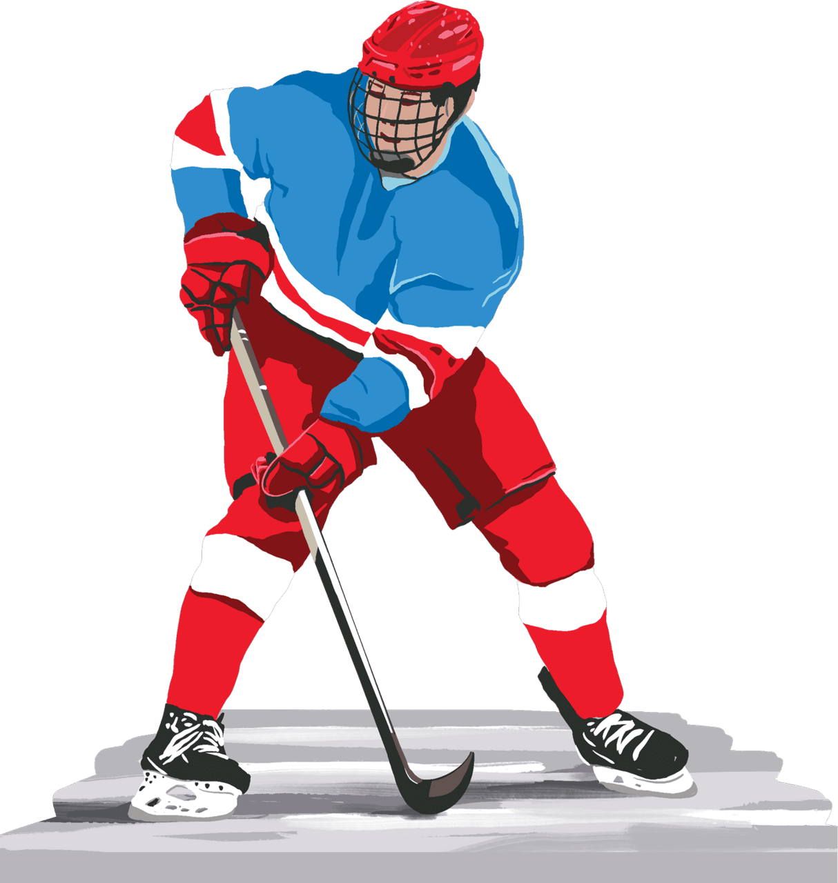 Hockey stick male player clipart free