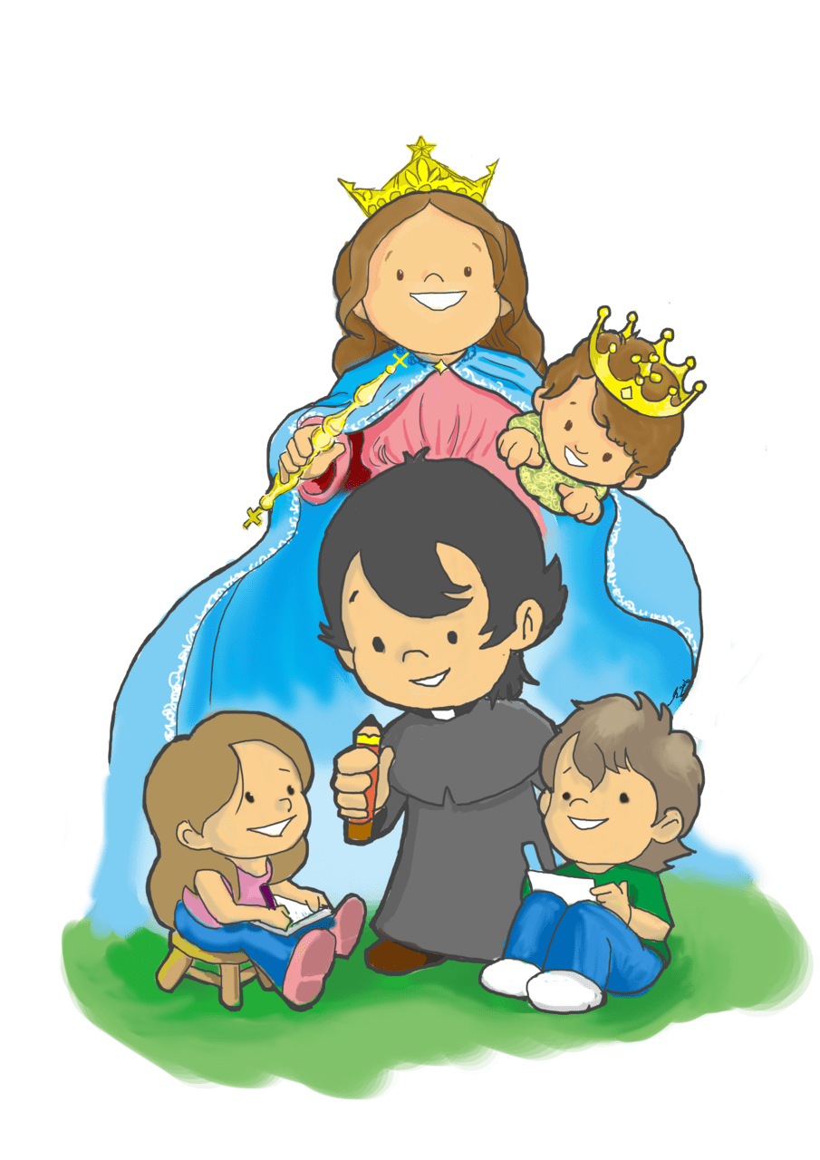 Mary help of christian with don bosco clipart vector