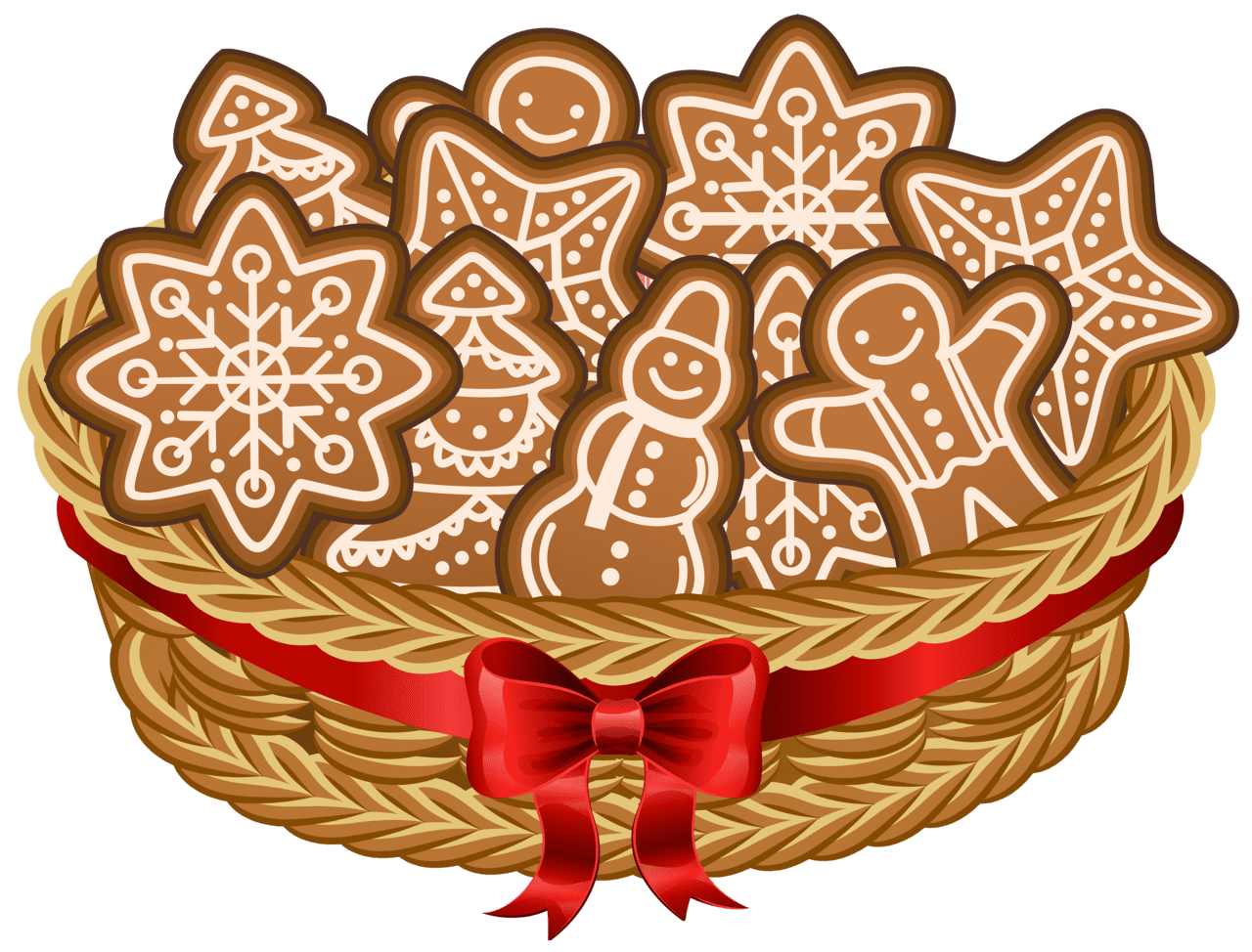 Christmas cookie basket with gingerbread cookies clipart image