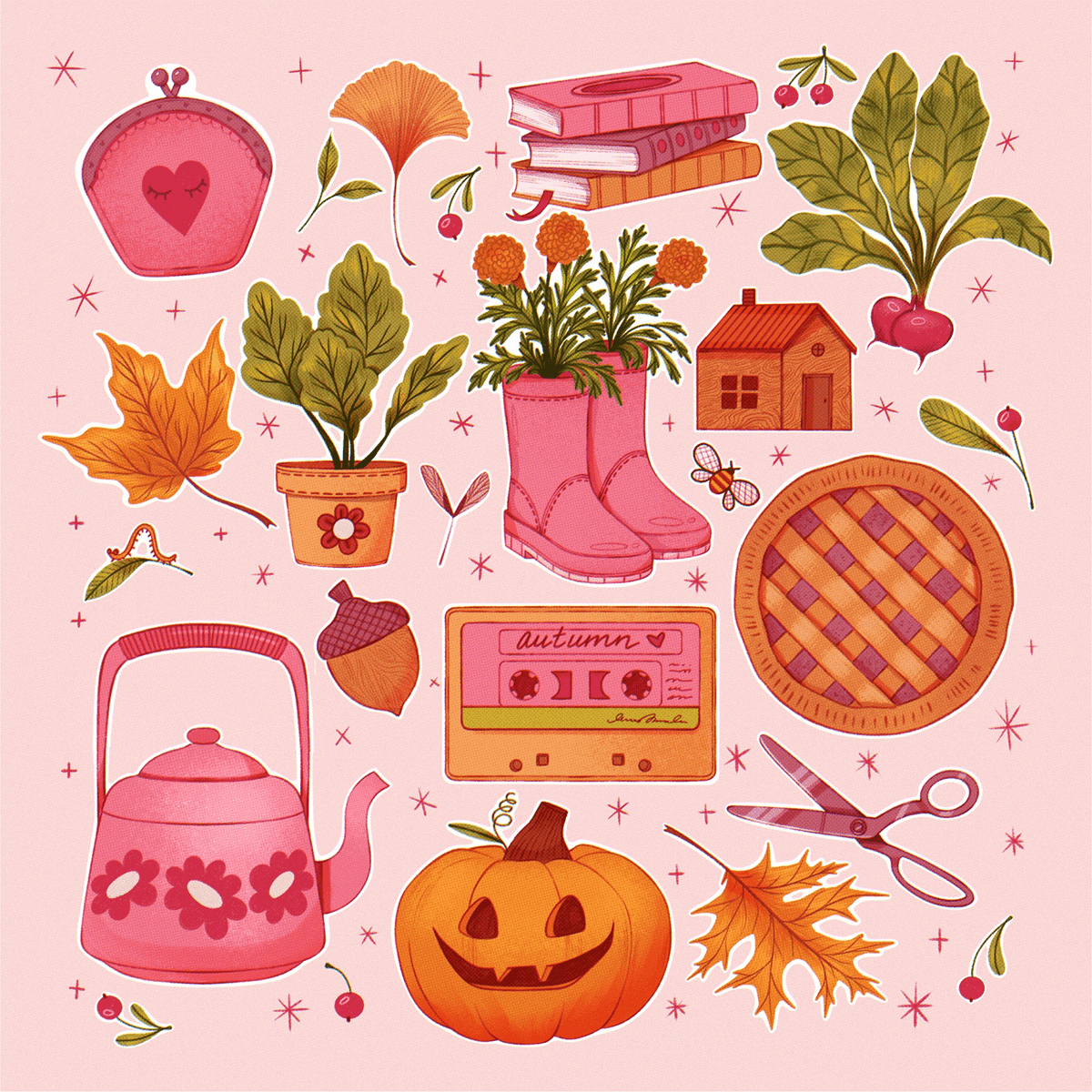 Cute fall aesthetic graphic design clipart image