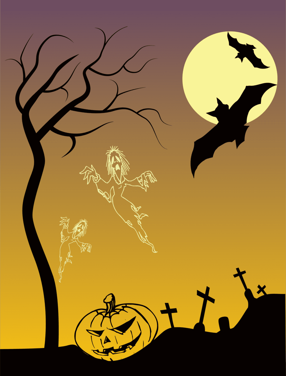 Grave halloween scene clipart free