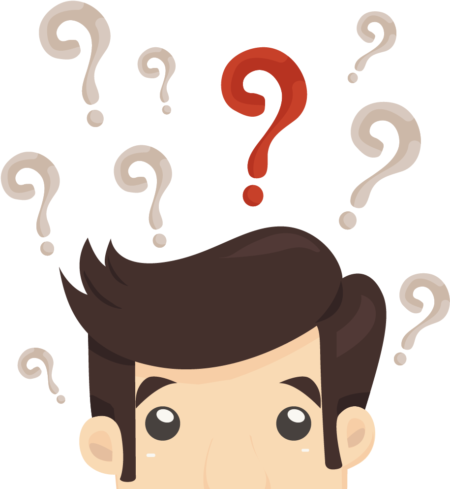 Man confused by question marks clipart logo