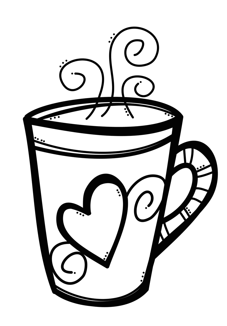 Coffee mug hand drawn black and white clip ts clipart logo