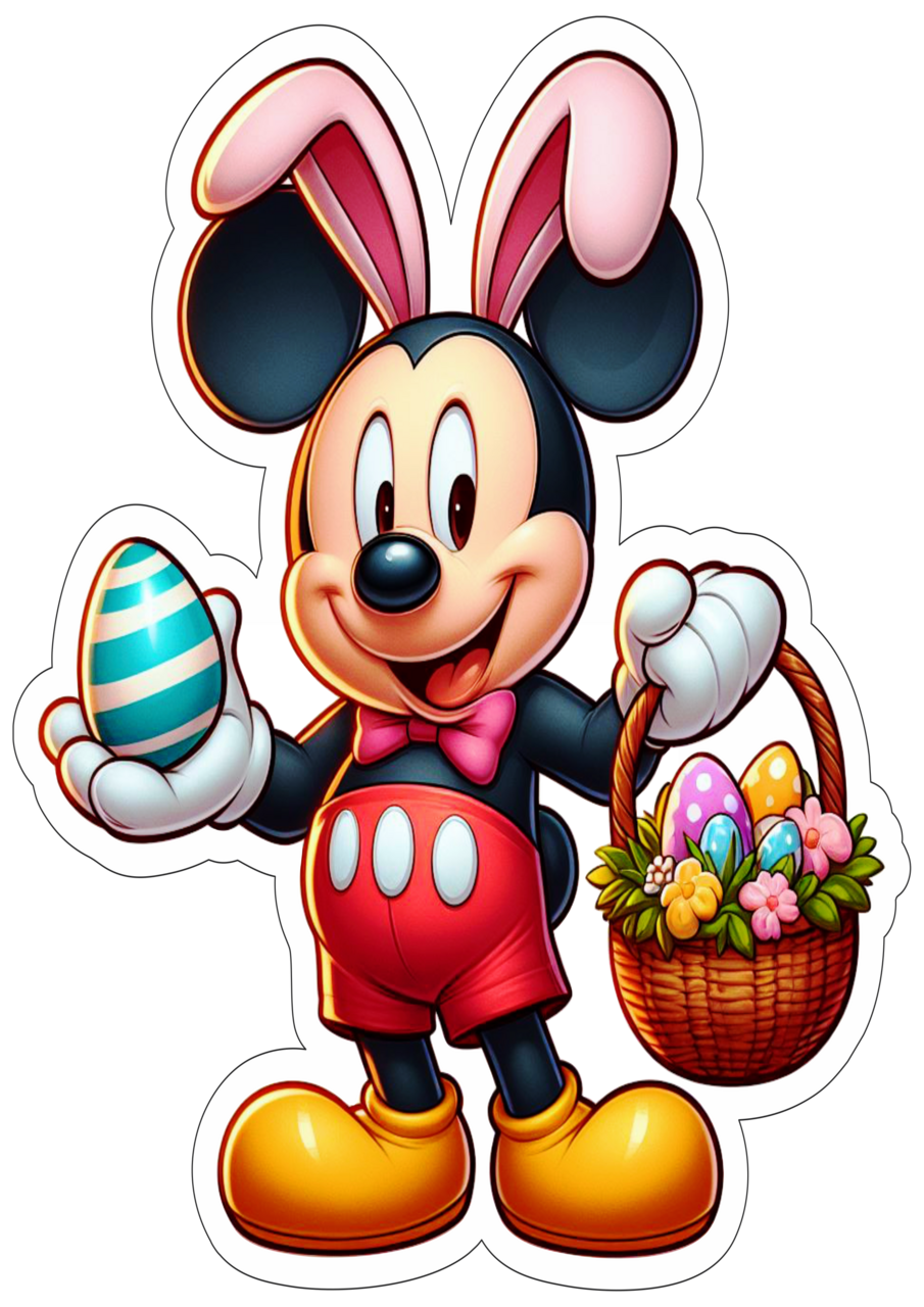 Easter basket mickey mouse personagem infantil clipart vector