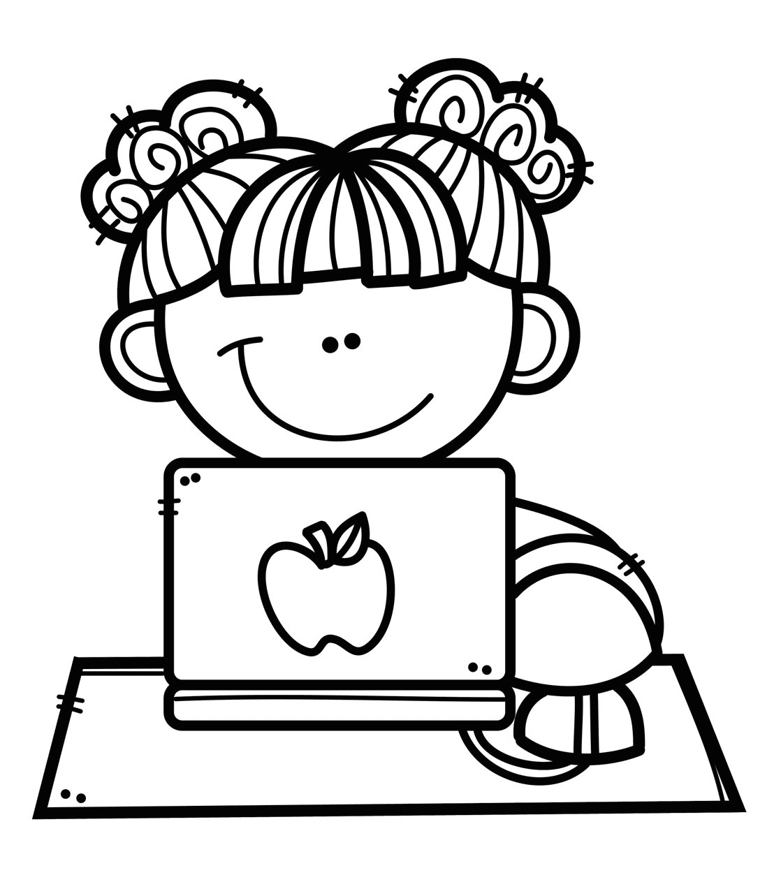 Apple black and white doodles en clipart transparent