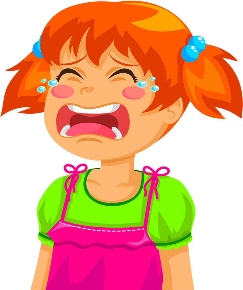 Upset cartoon child crying clipart vector