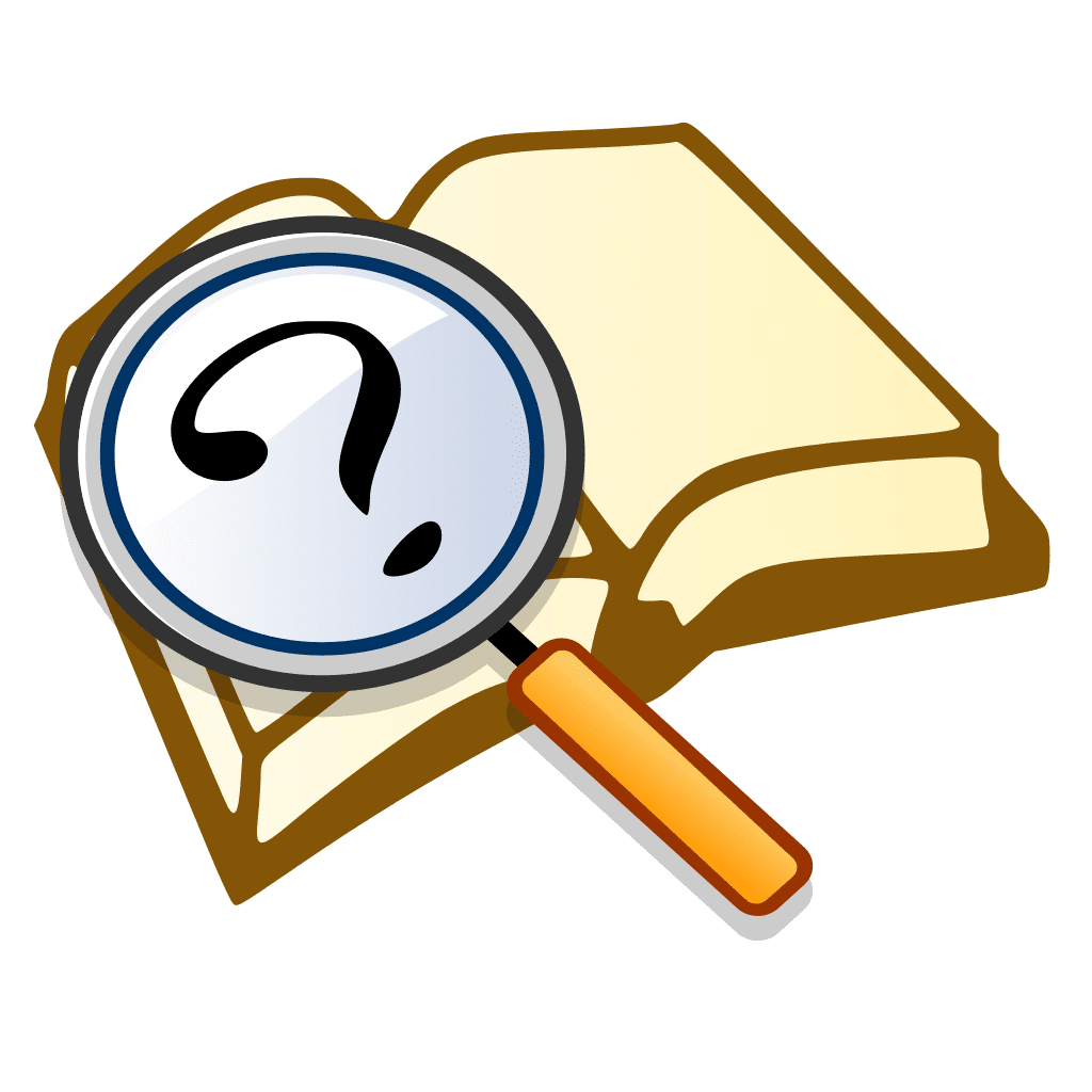 Questioning question book agnify clipart photo