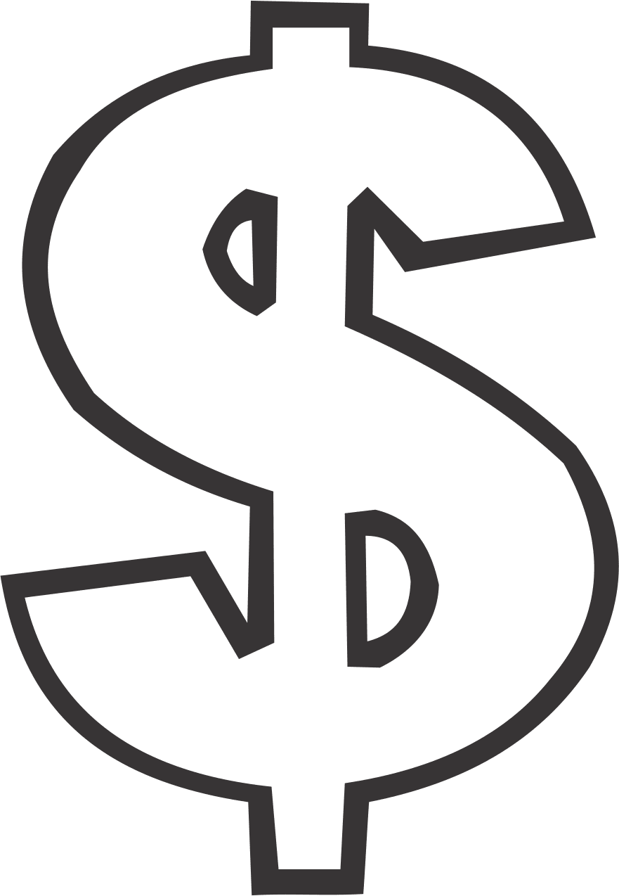 Dollar symbol sign white clipart large size image