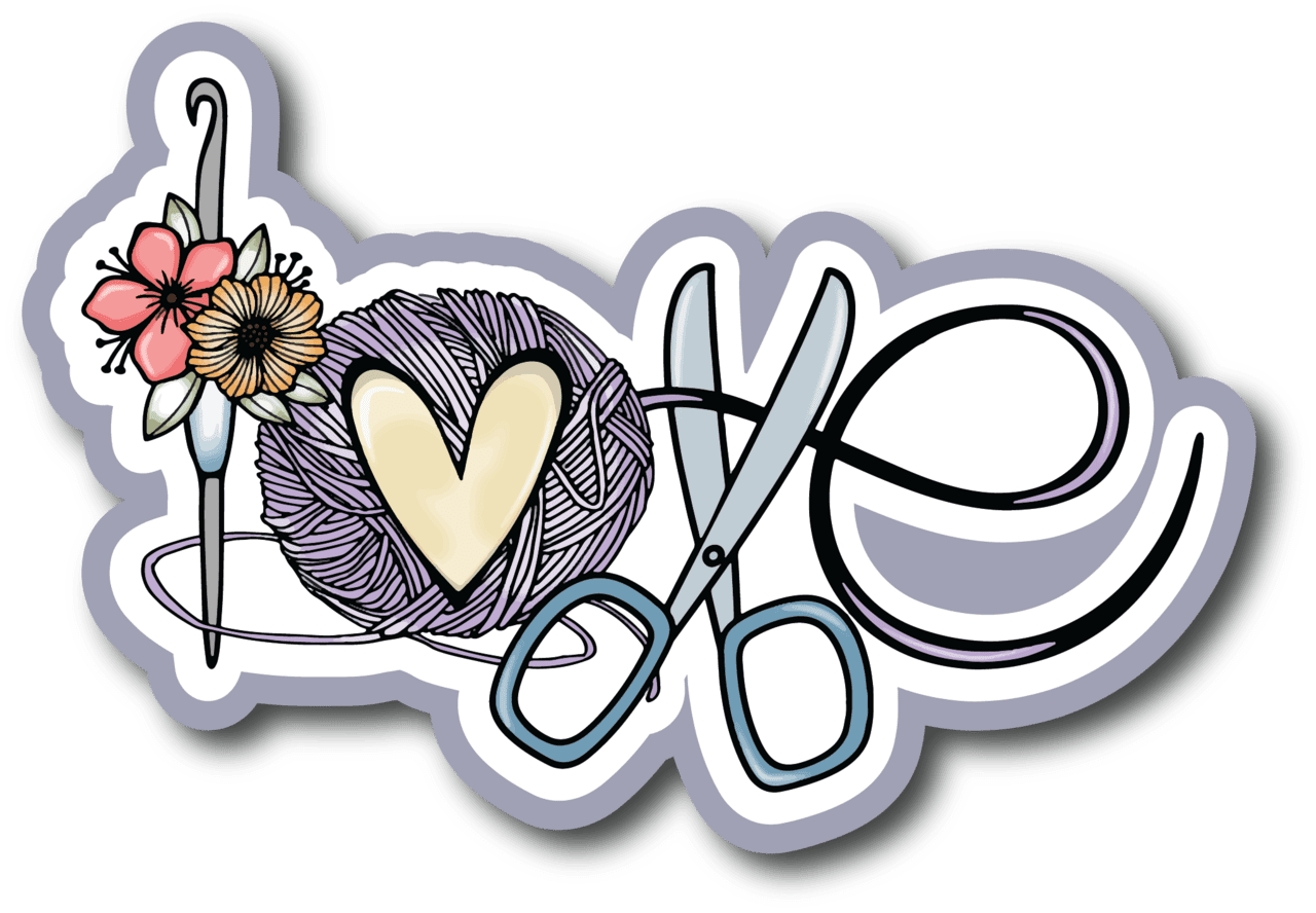 Love crochet scrapbook page title die cut clipart background