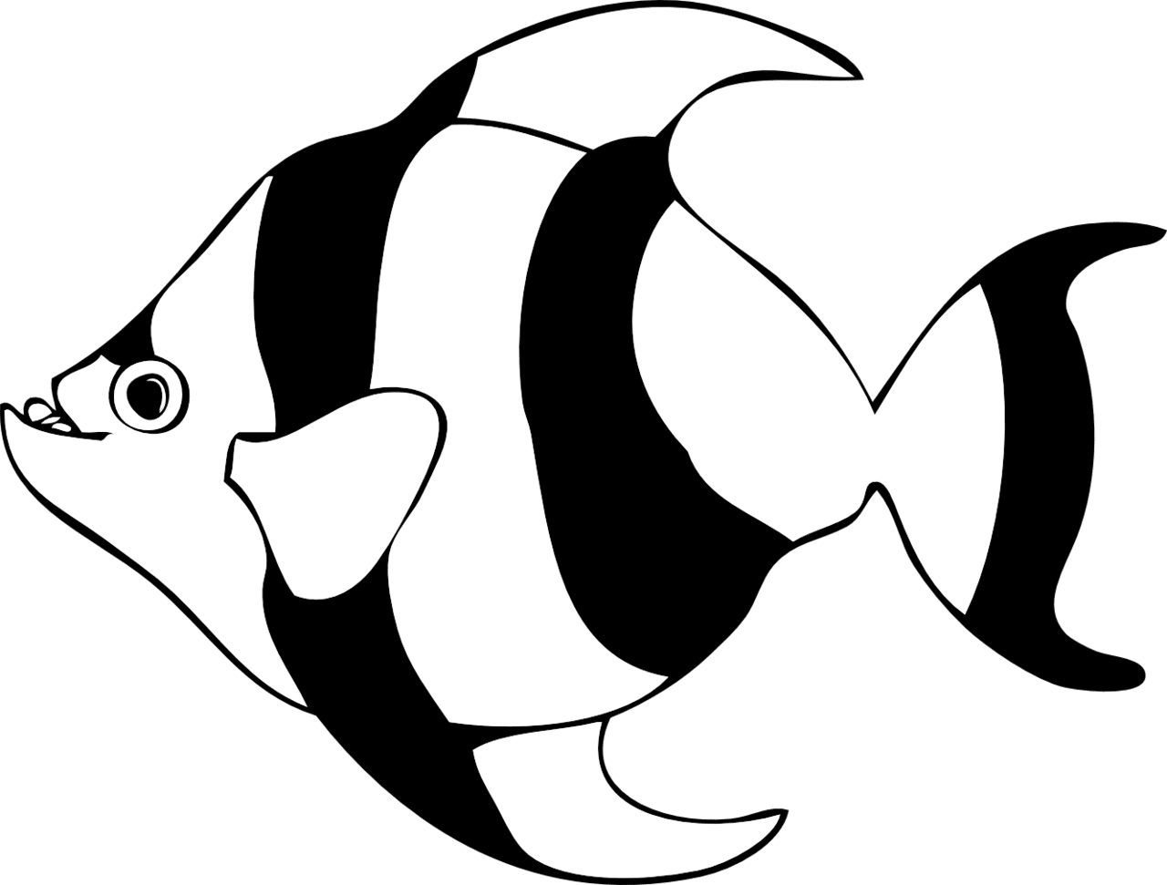 Black white fish pin page clipart logo