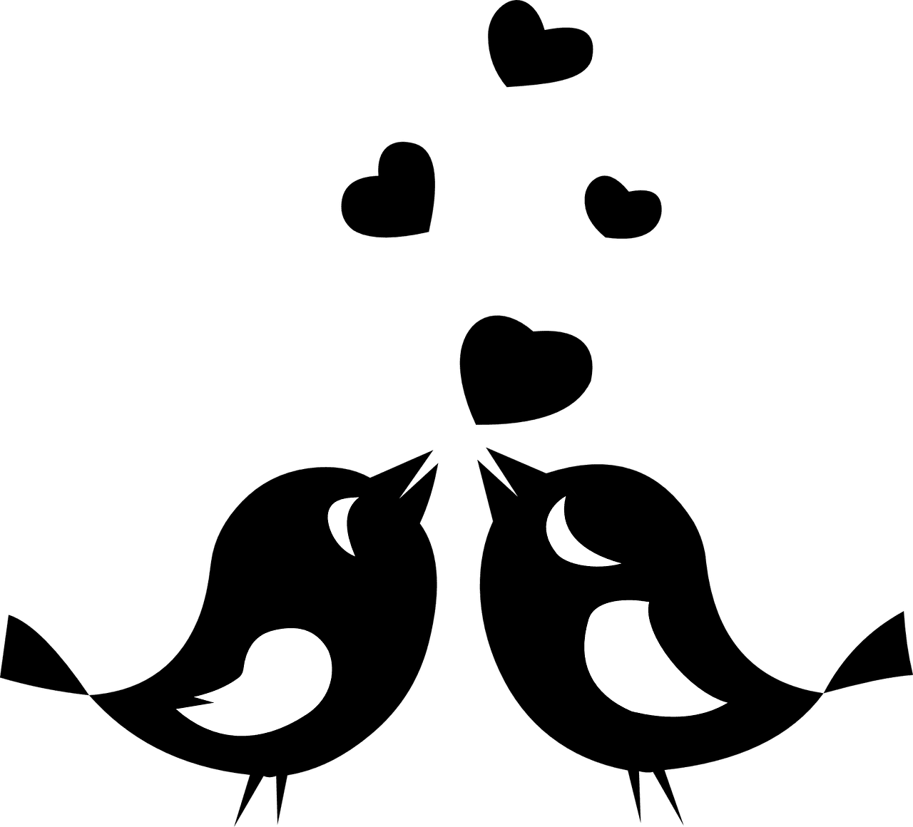 Bird black and white love birds animals vector graphic clipart