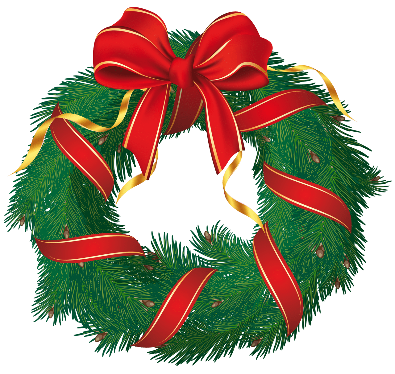 Christmas reef wreath with red bow clipart high quality images and
