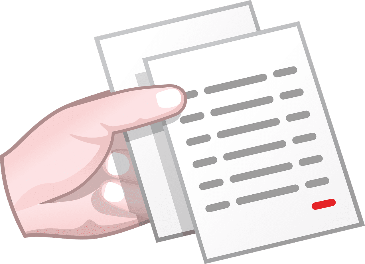 Holding paper document vector graphic clipart