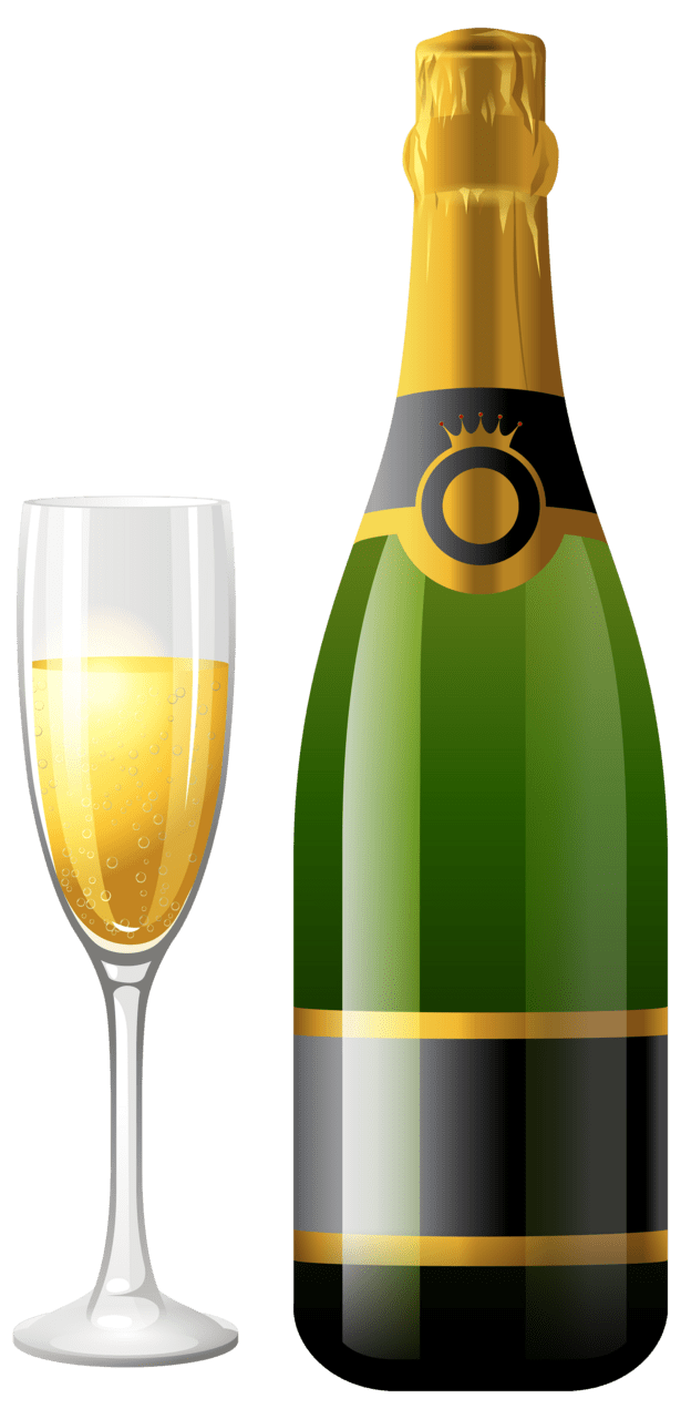 Champagne bottle with glass clipart best transparent