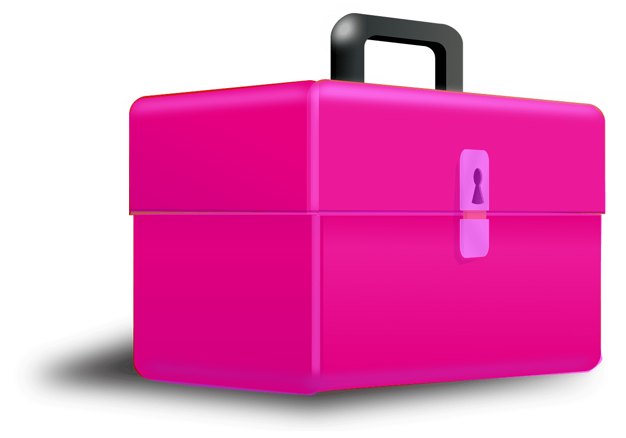 Tools toolbox box pink vector graphic clipart