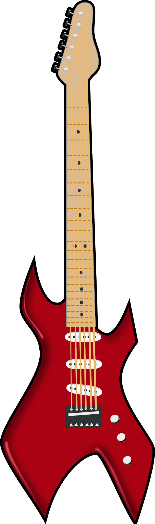 Red electric guitar with neck features clipart all vector