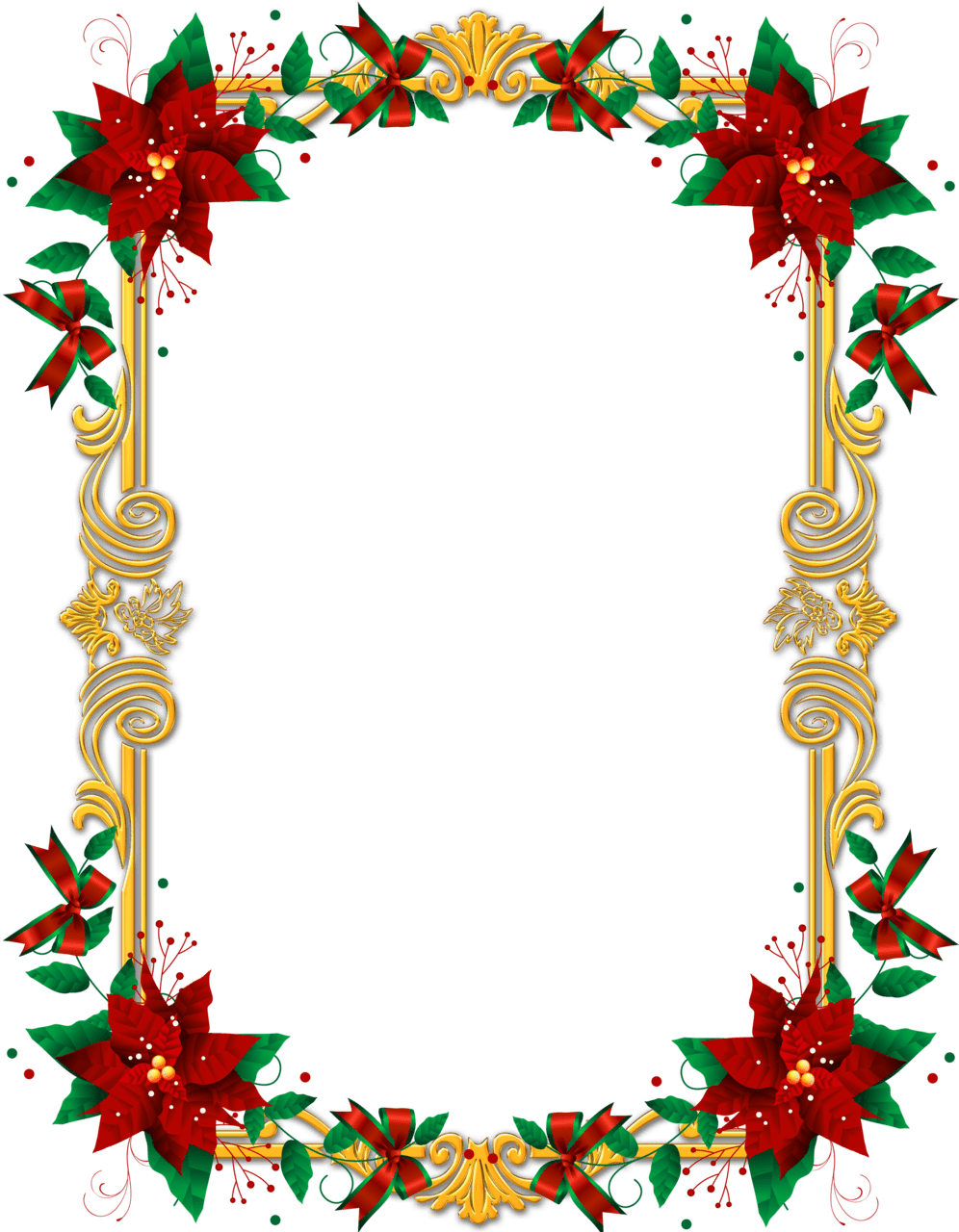 Christmas background frame with po settia clipart