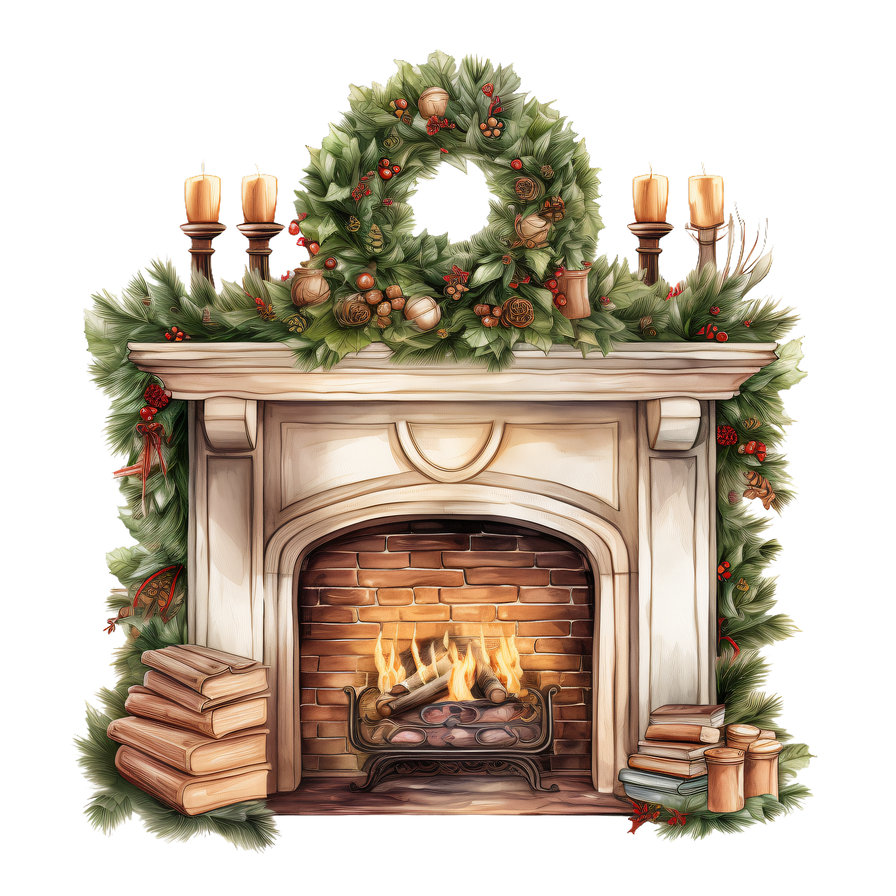 Fireplace fire image clipart