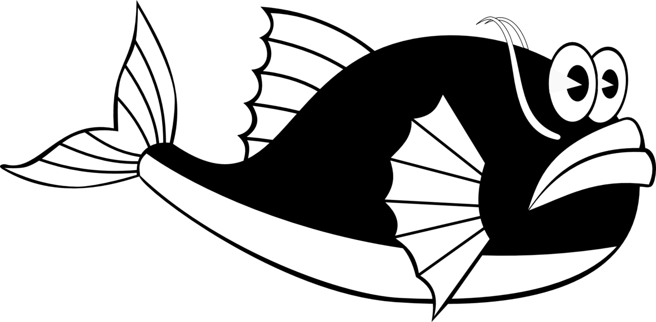 Black white fish and whale clipart clip art