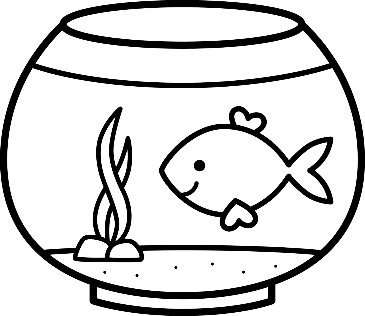 Black white fish page clipart clip art