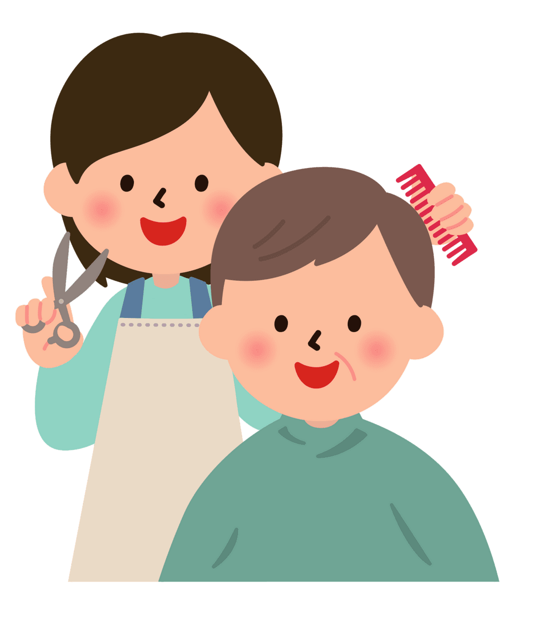Brush hair barber is giving haircut vector clipart images