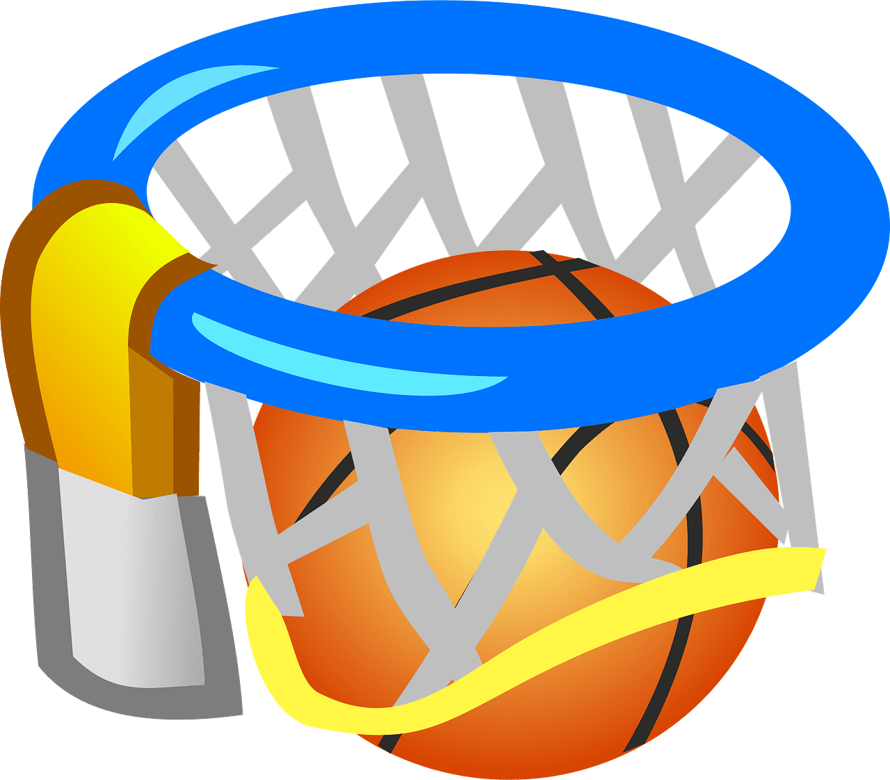 Basketball goal going through the hoop vector clipart images