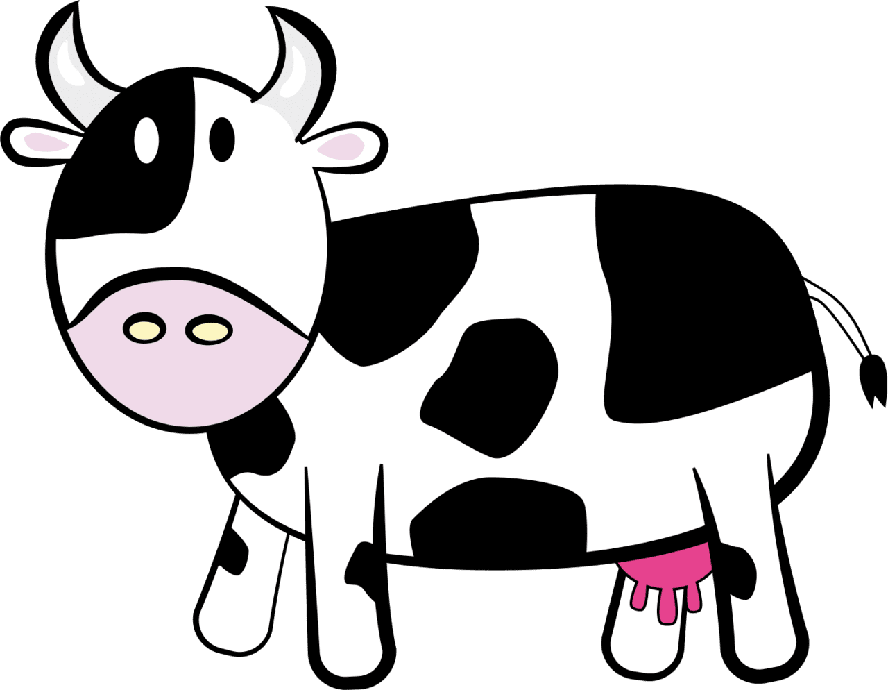 Cow black and white cartoon clipart vector