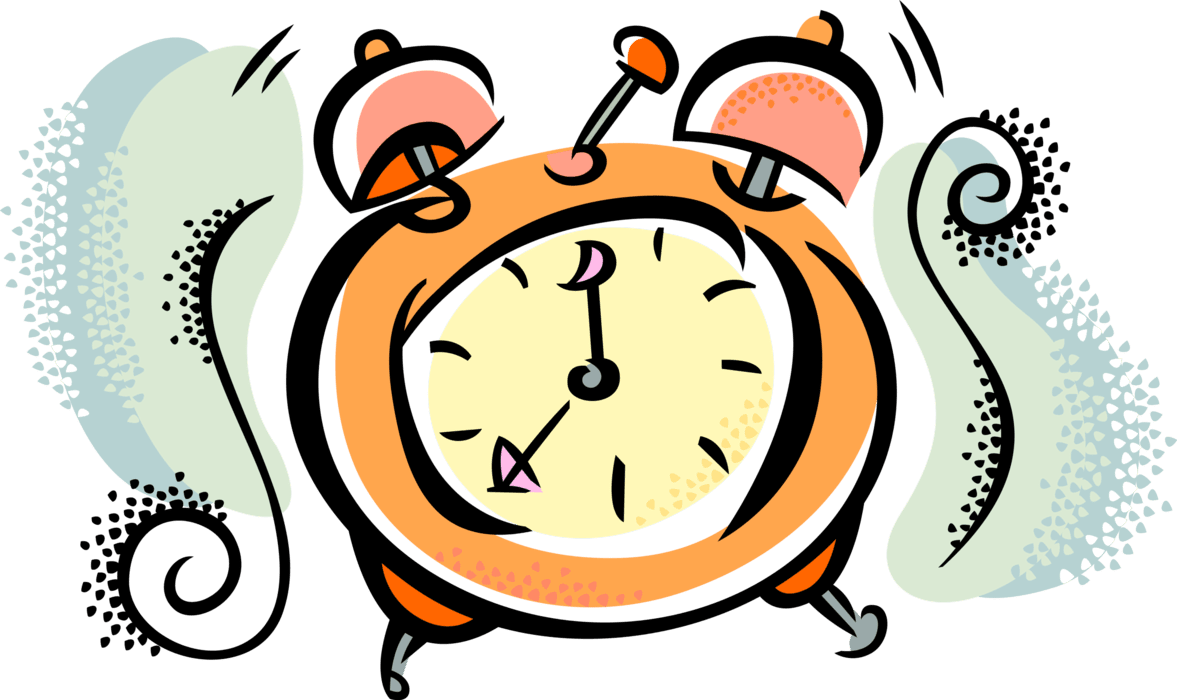 Alarm clock rings end of night sleep vector image clipart