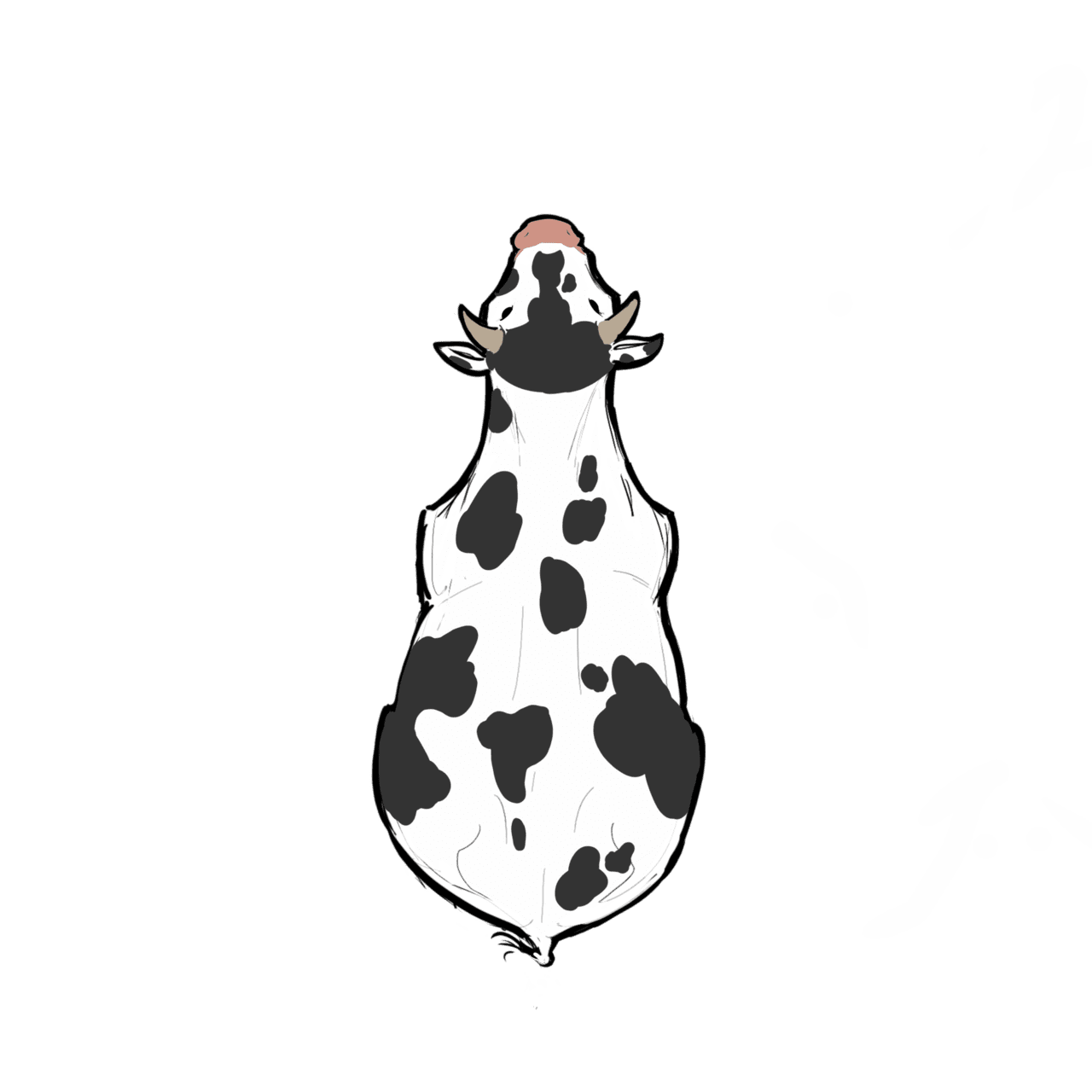 Cow black and white from above clipart image