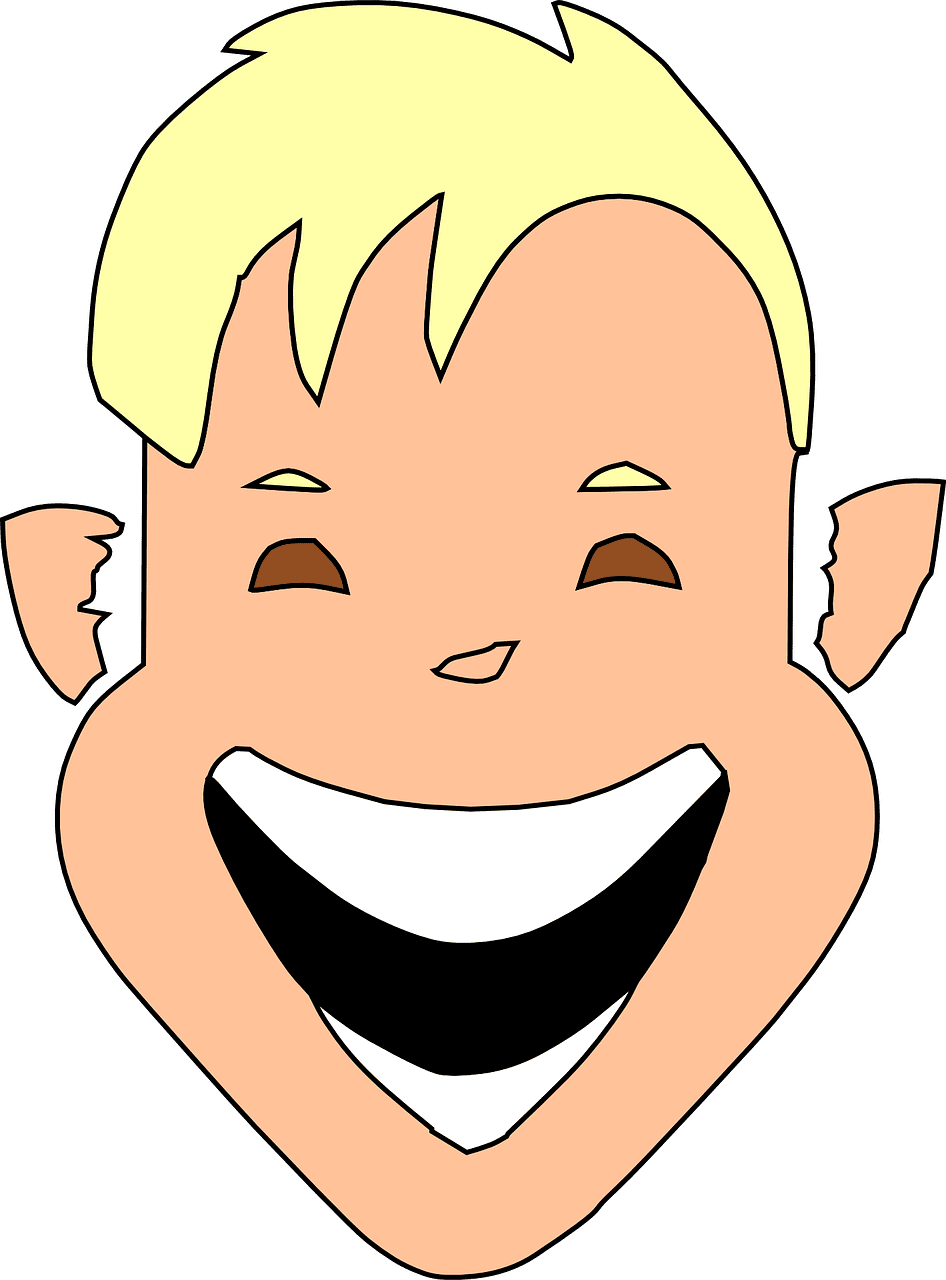 Laughter laughing boy smiling vector graphic clipart