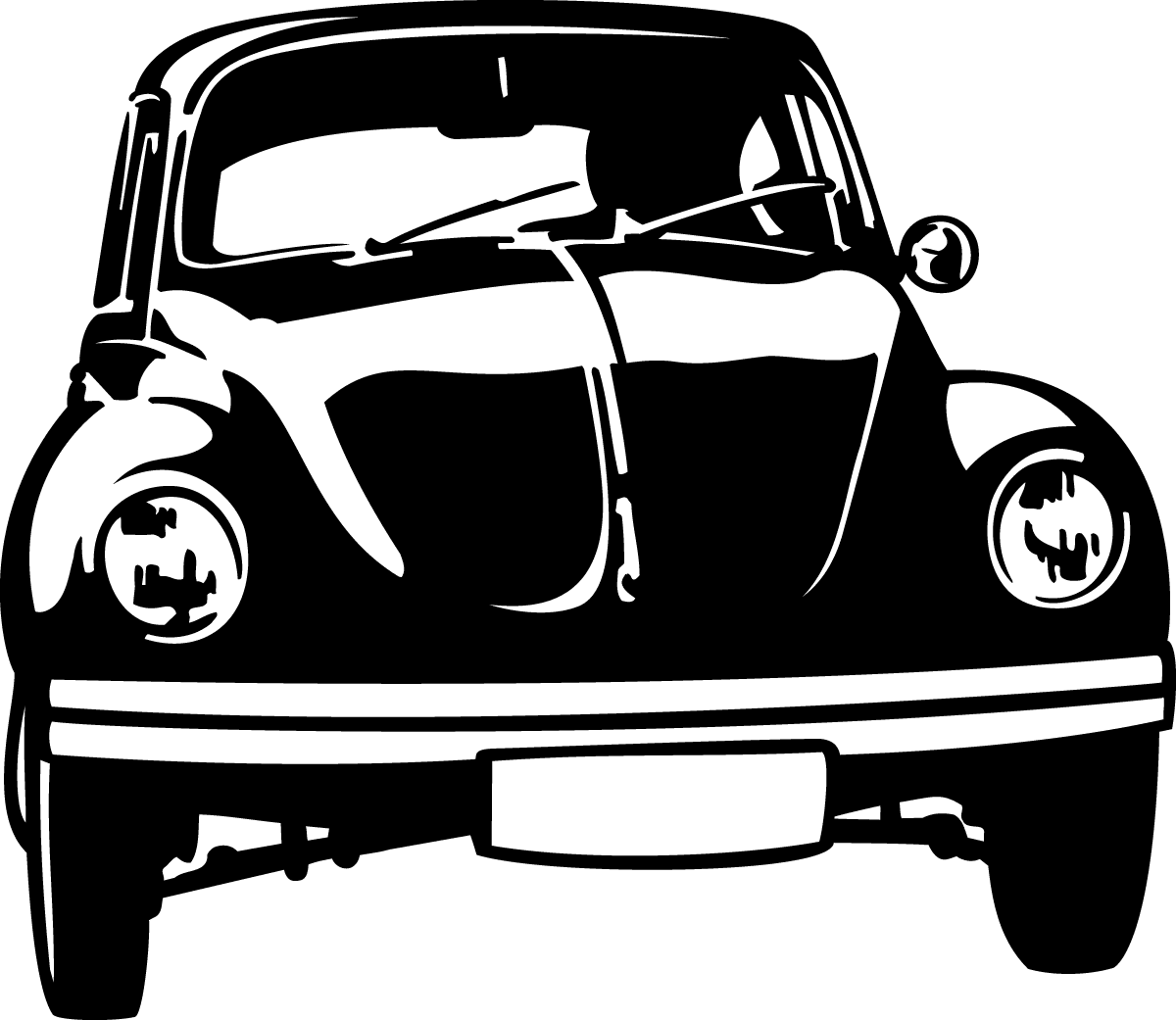 Black and white of cars classic volkswagen beetle wall stickers clipart vector