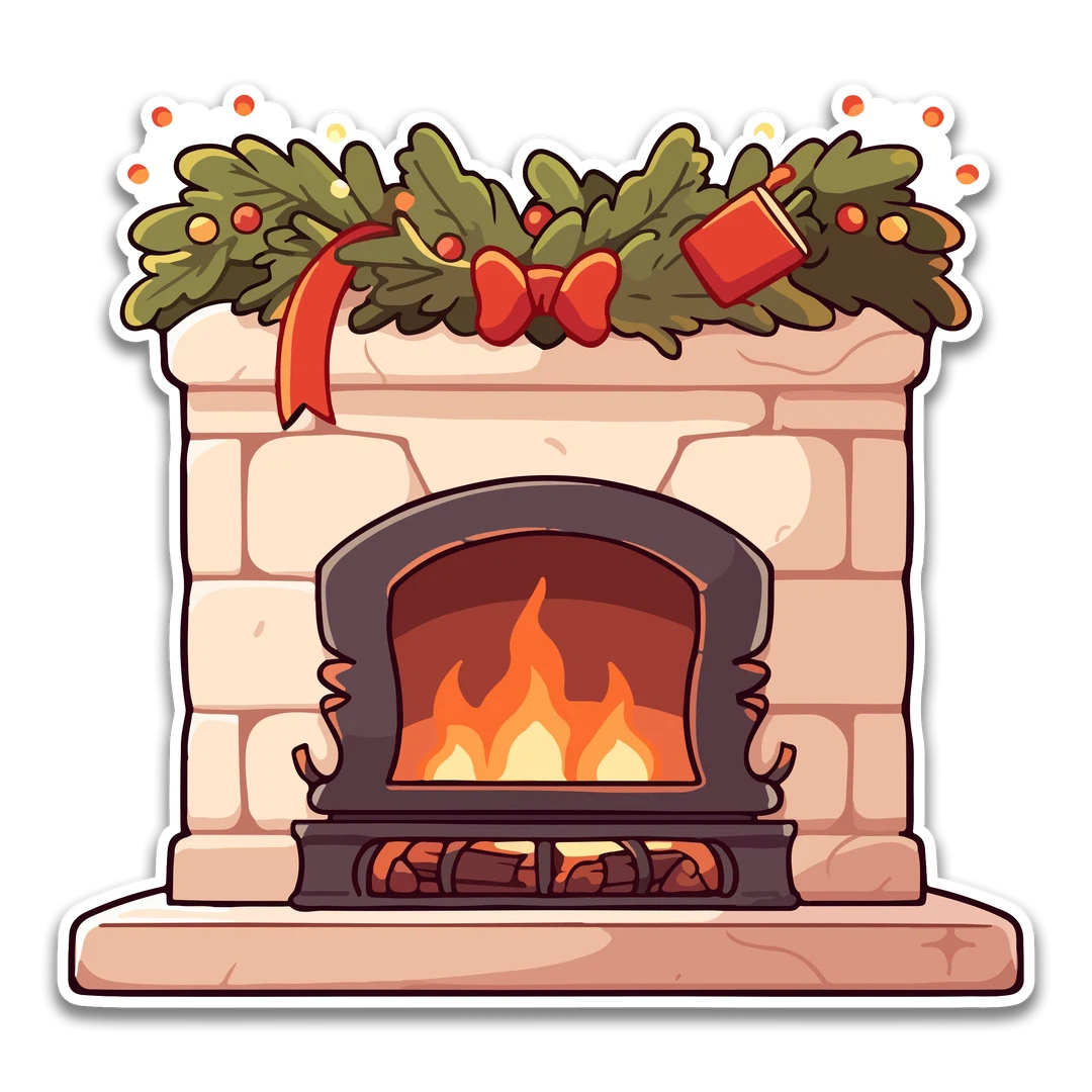 Fireplace sticker clipart vector