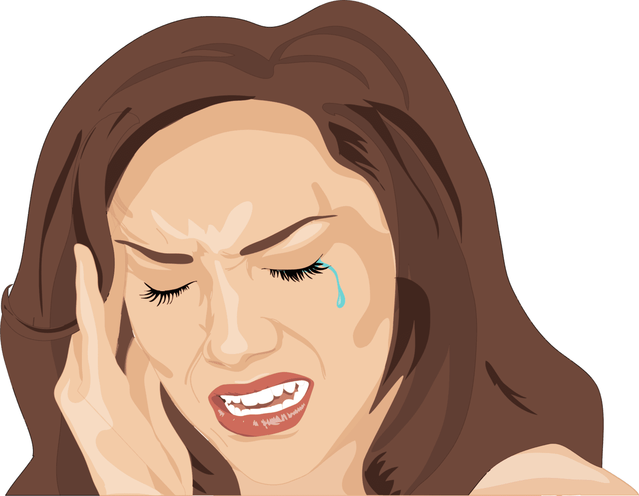 Crying woman having major headache vector clipart image photo cc images