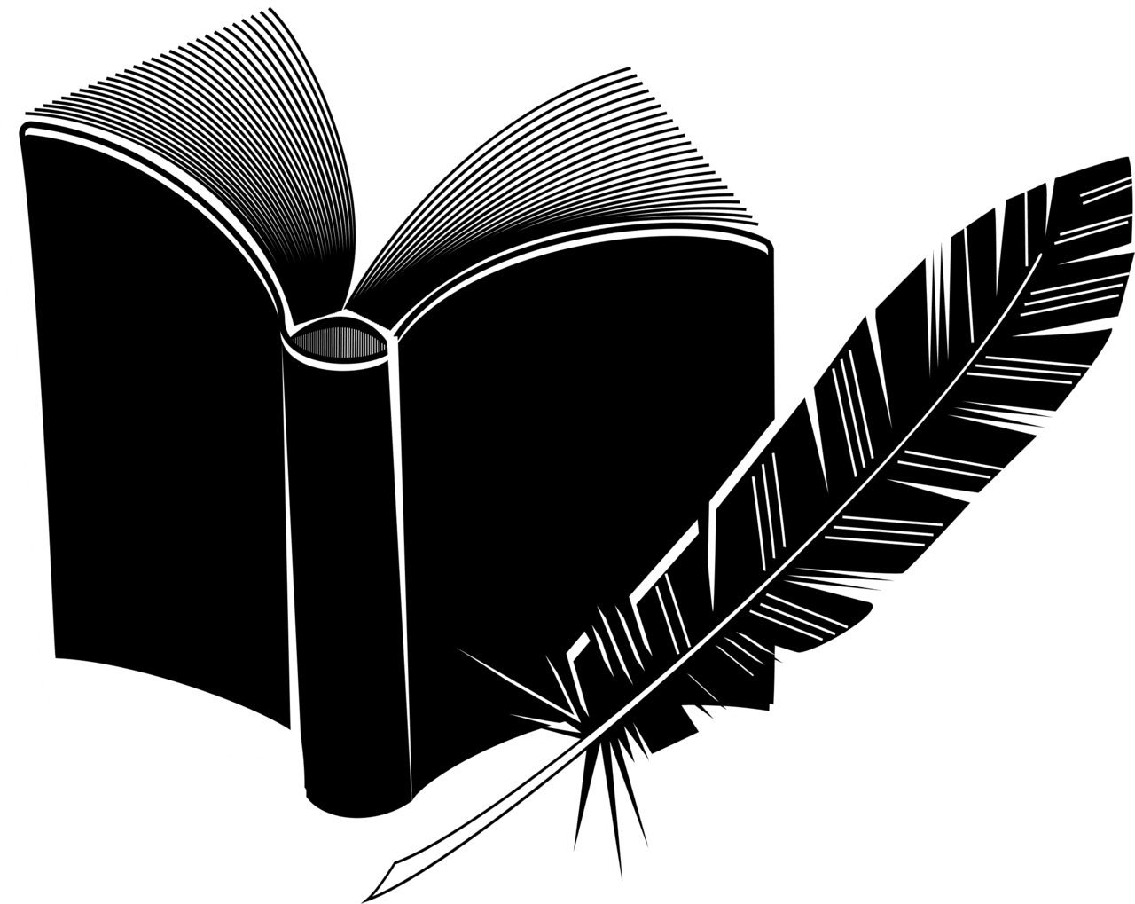 Book black and white quill vector clipart images