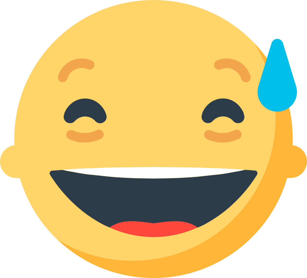 Laughter smiling face with open mouth cold sweat emoji for clipart logo