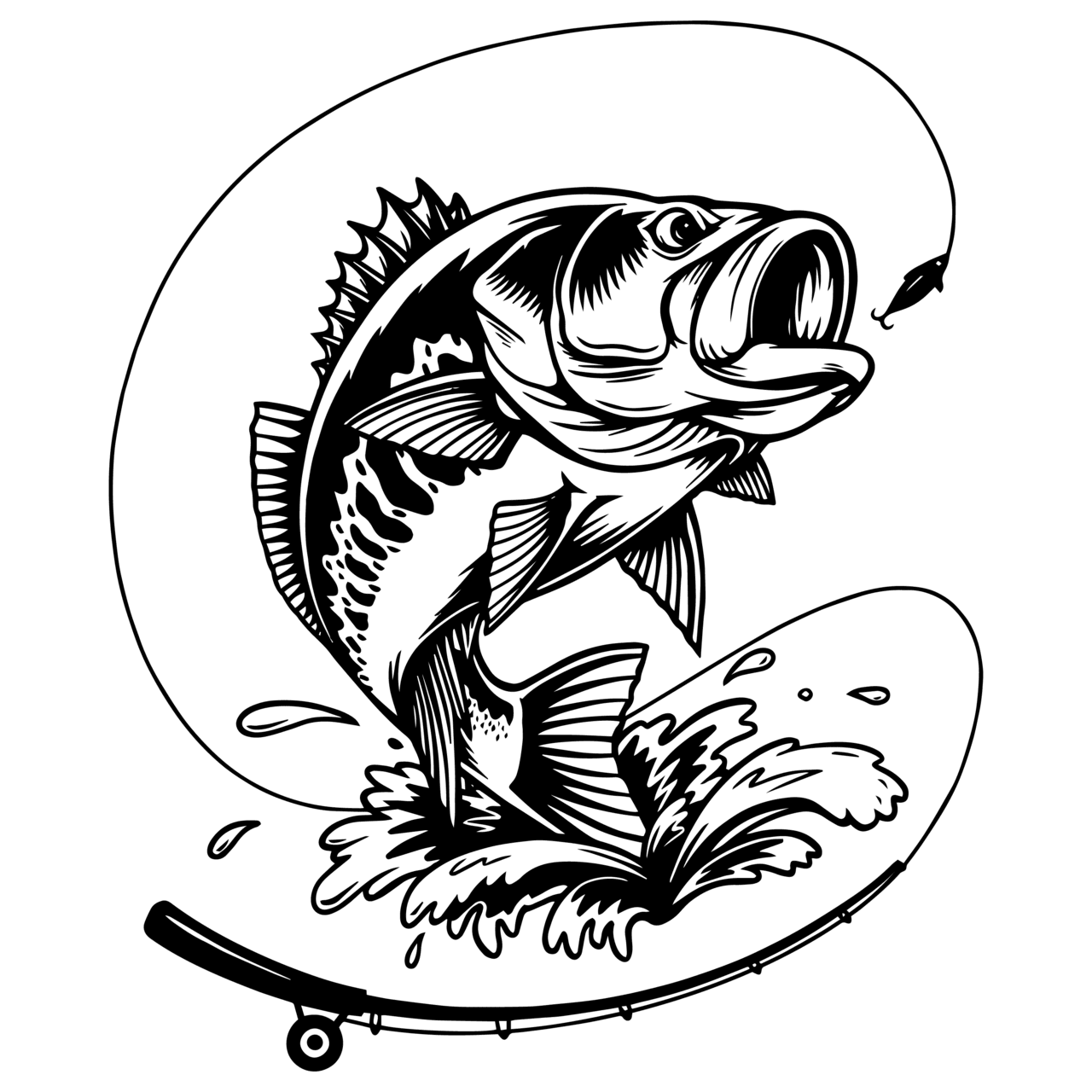 Bass fishing fish clipart vector cricut cut