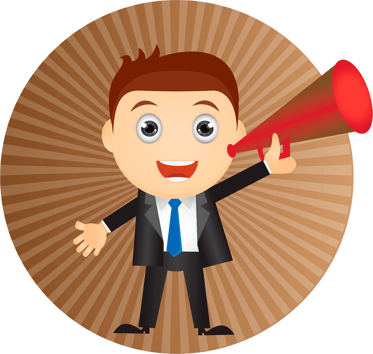 Announcement cartoon businessman with megaphone vector clipart images