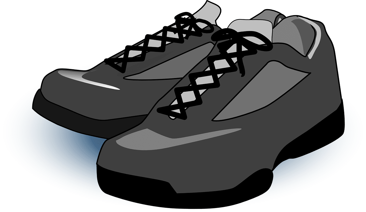 Gym shoes lace up black vector graphic clipart