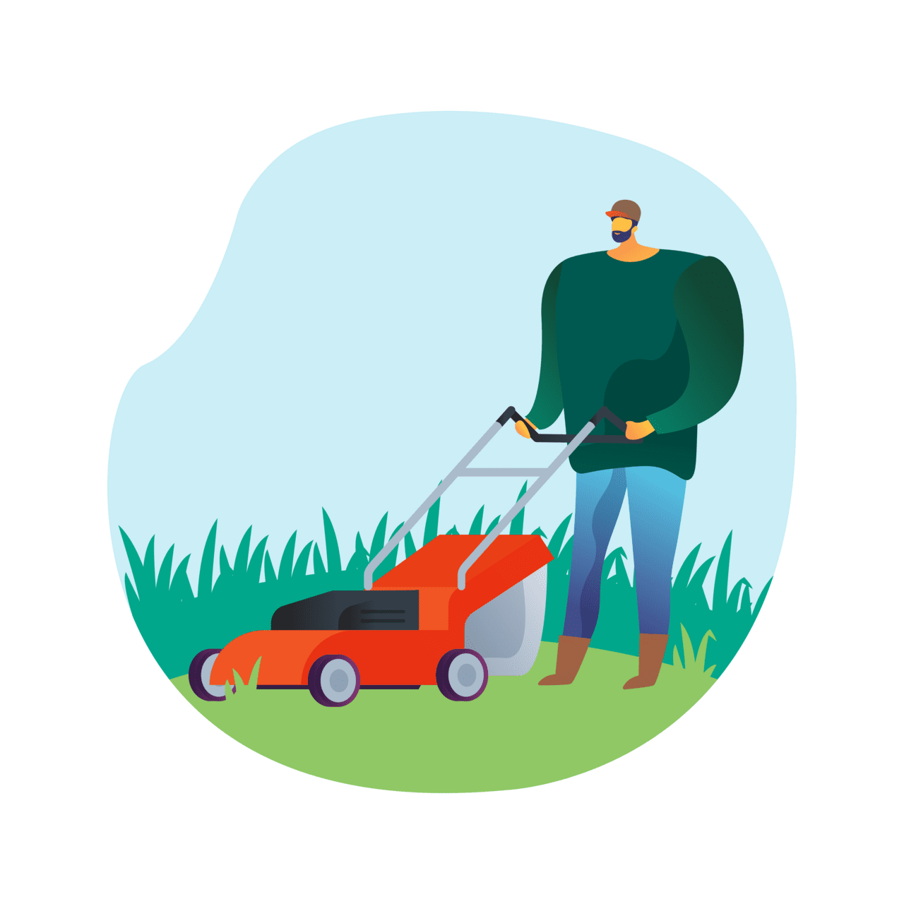 Mowing grass curb bees lawn demand clipart logo