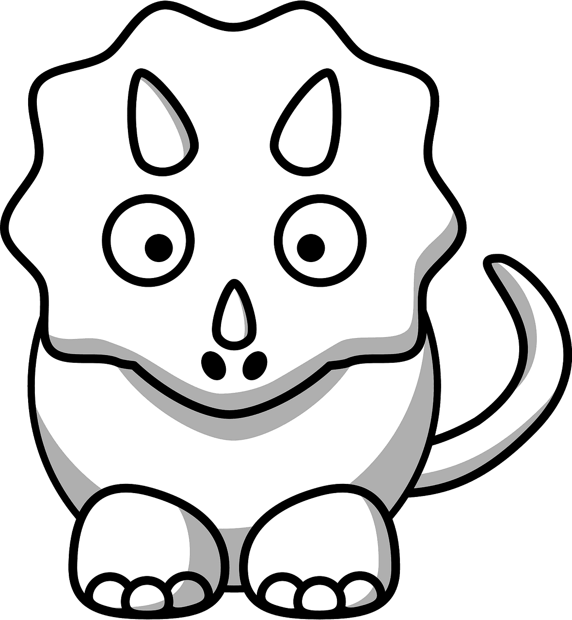 Dinosaur black and white triceratops vector clipart images