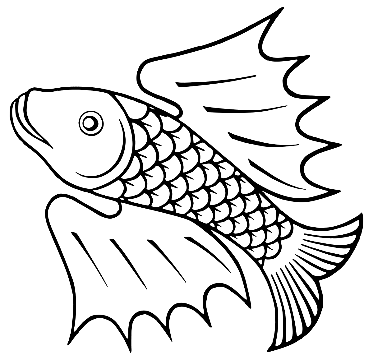 Black white fish heraldry clipart logo