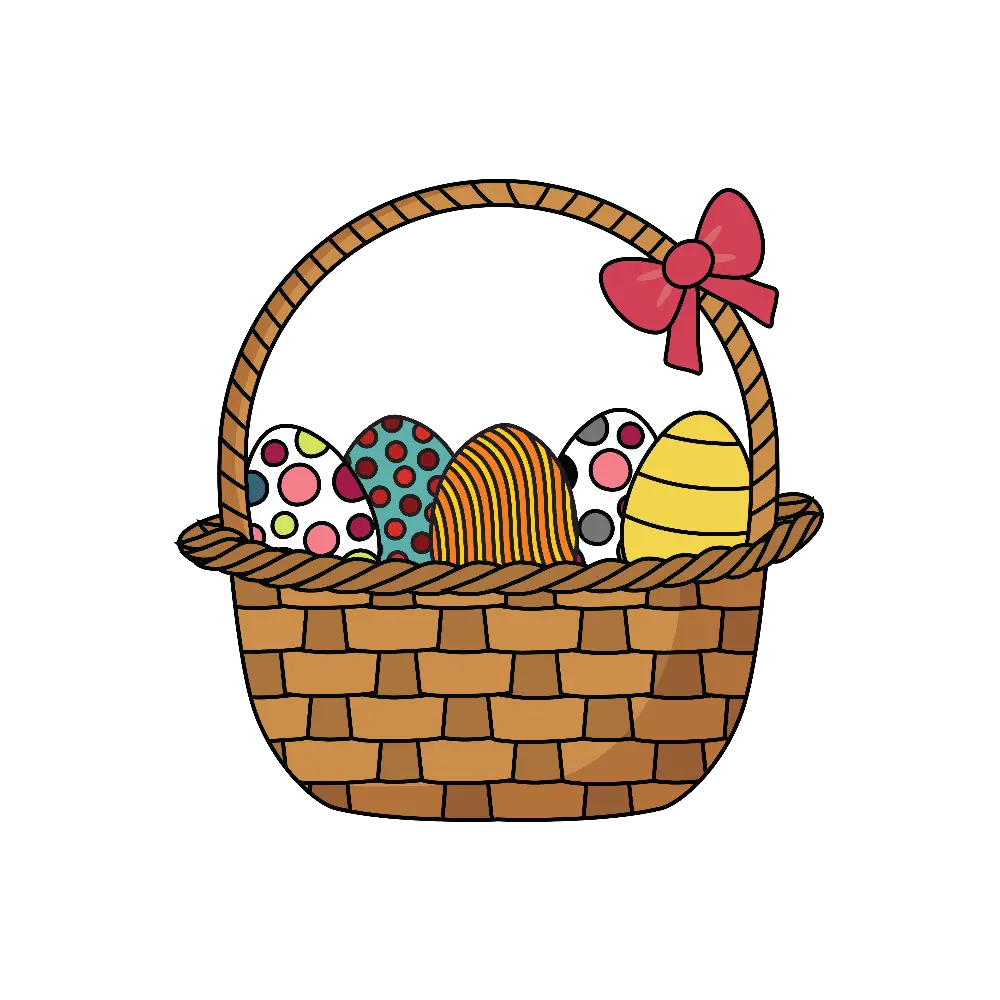 How to draw an easter basket step by clipart photo