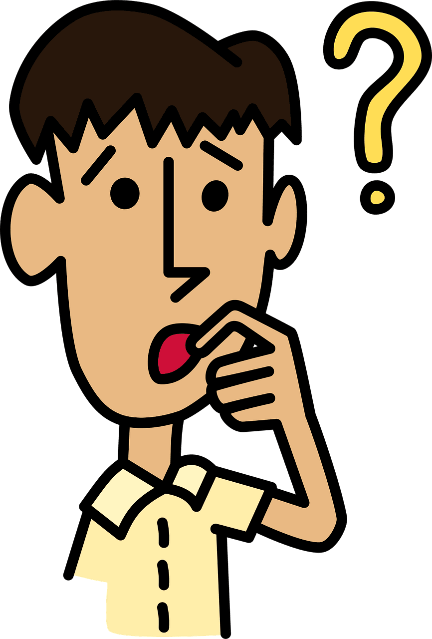 Questioning student confused question vector graphic clipart