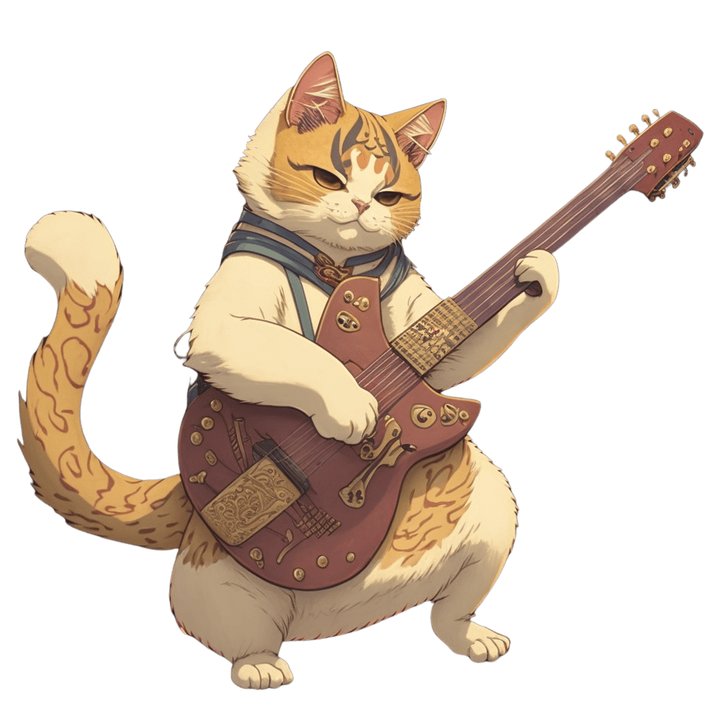 Bass fun cat play guitar clipart clip art