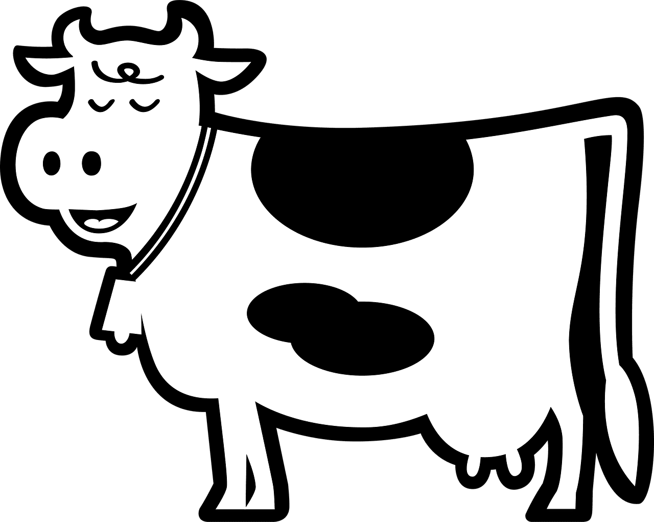 Cow black and white animal clipart image