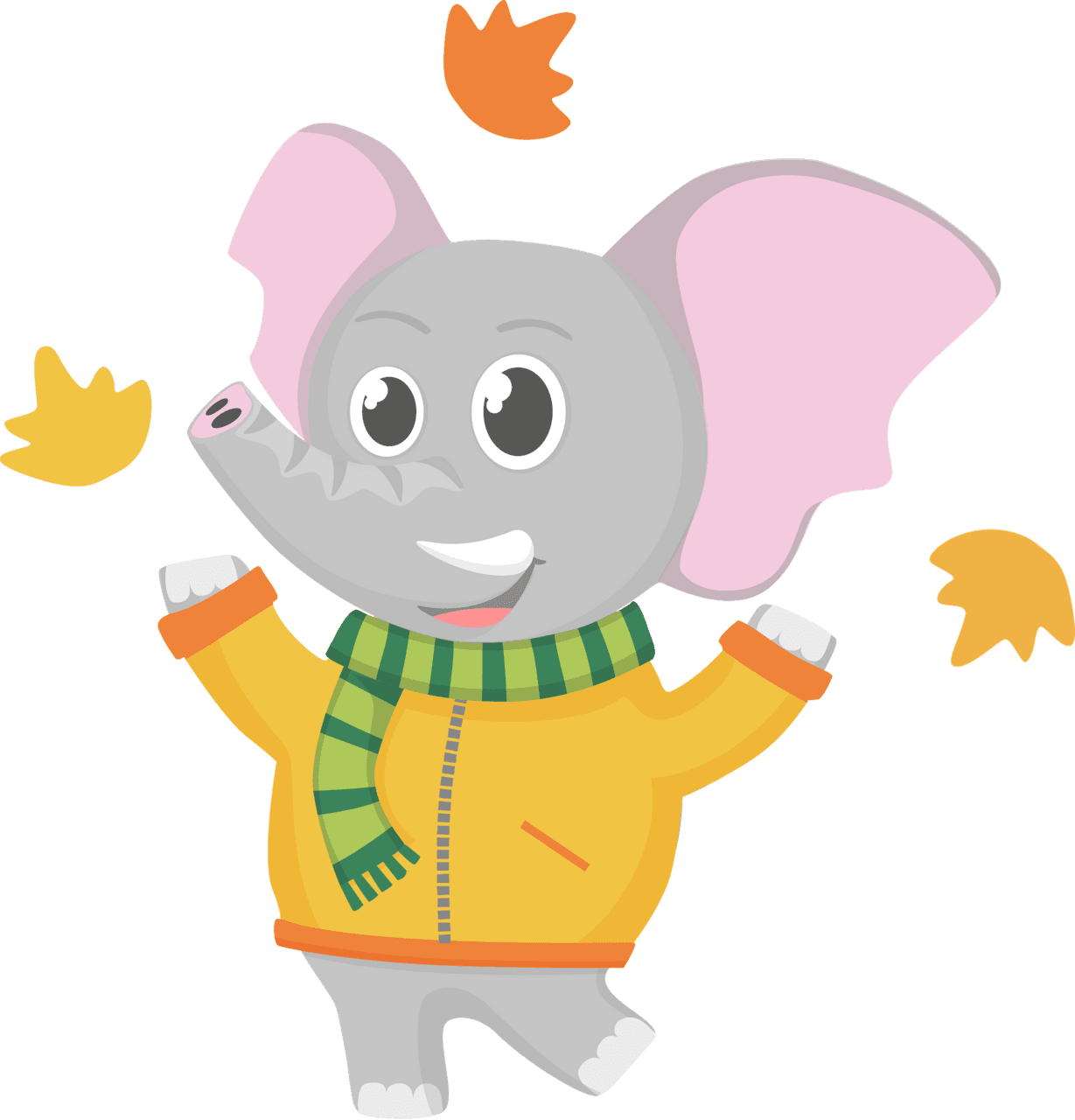 Cute fall autumn elephant vector clipart images